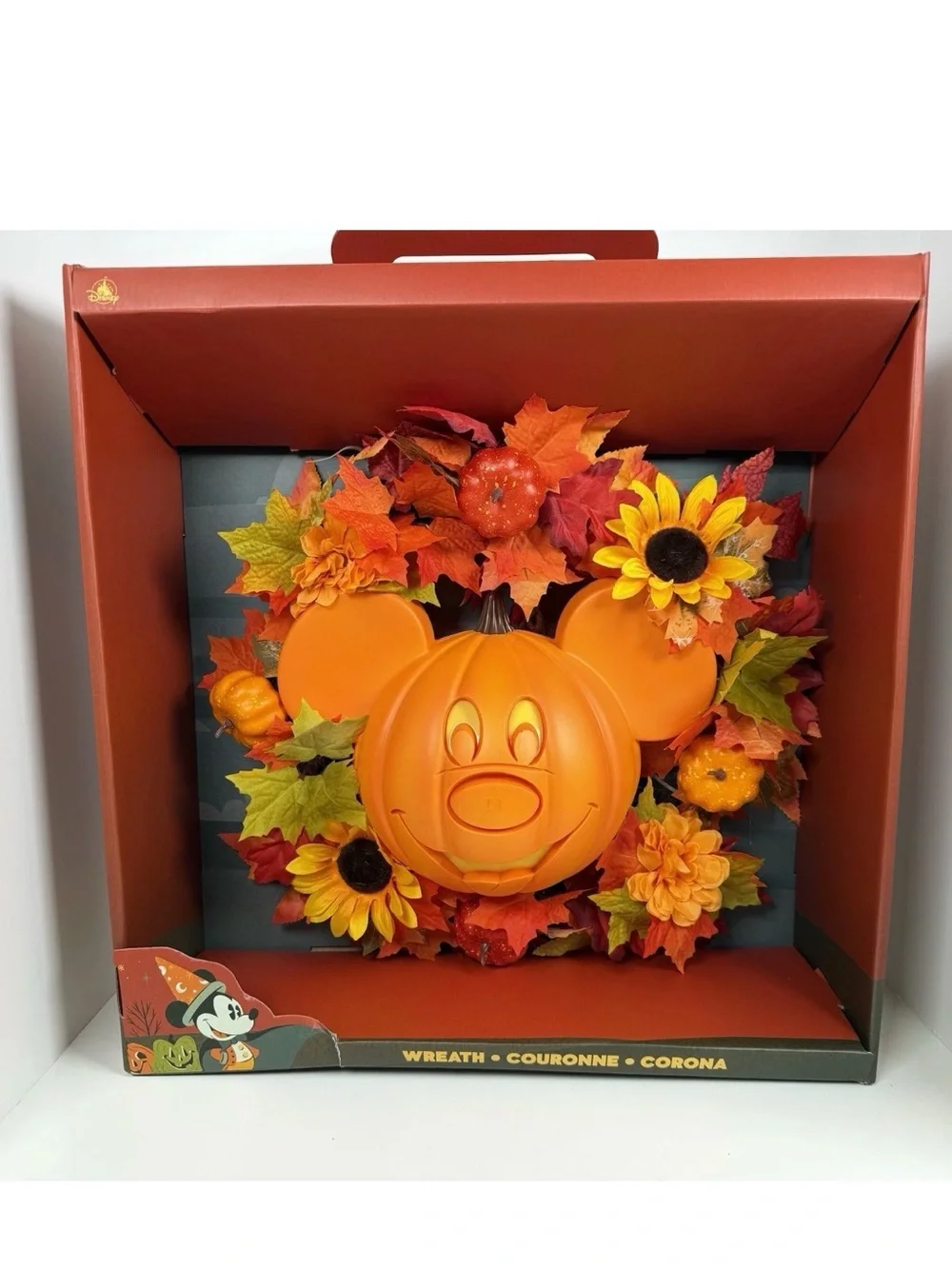 Disney Parks Halloween Mickey Mouse Pumpkin Wreath Light NIB NEW sold it on EBay